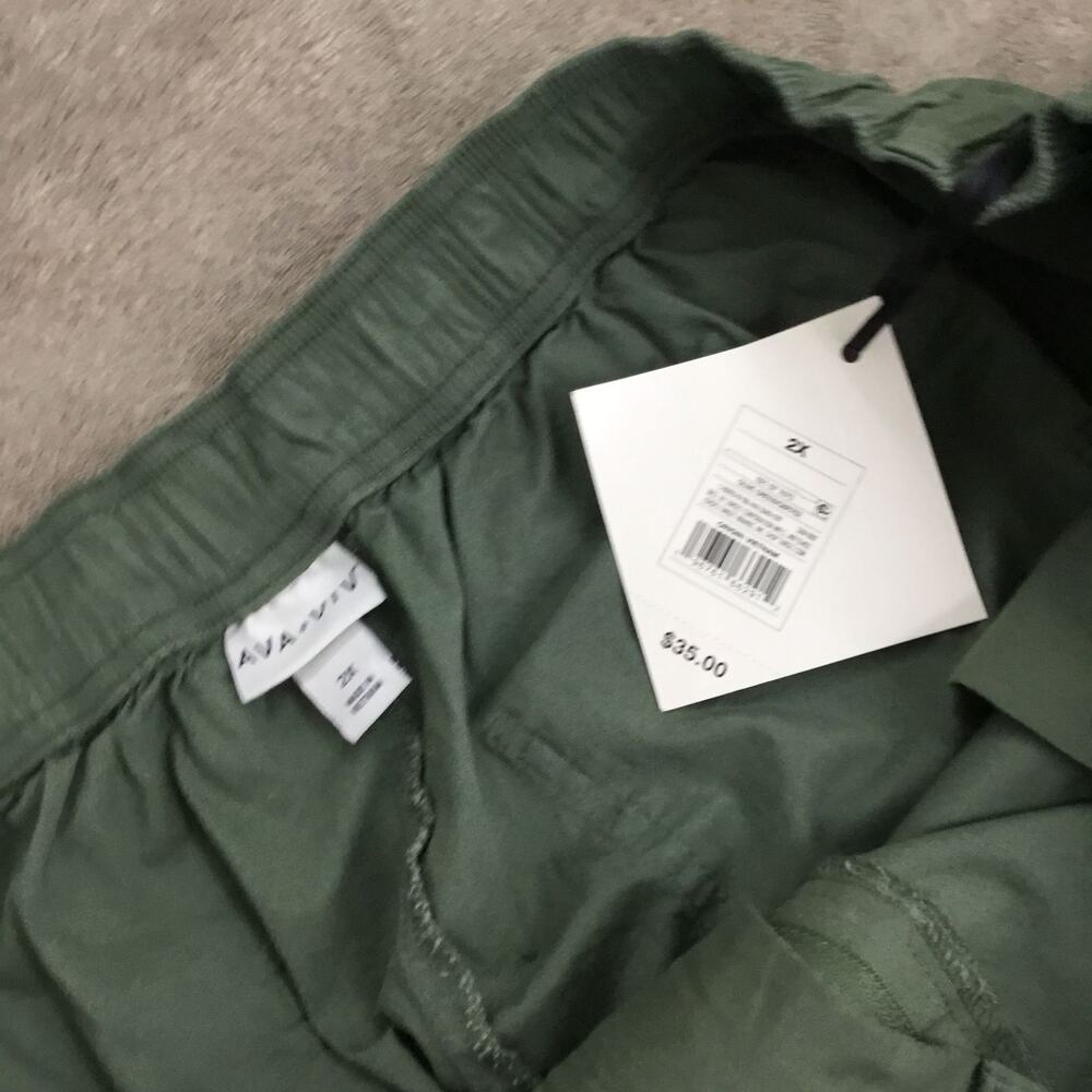 AVA & VIV Cargo Jogger Pants Elastic Waist Outdoor Trousers Green Sz 2 XL - Picture 6 of 8